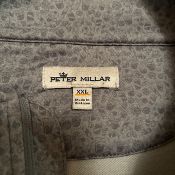 Men's Peter Millar Quarter Zip EMBROIDERED SLEEVE Mixed Drink Pattern XXL - Picture 5 of 5